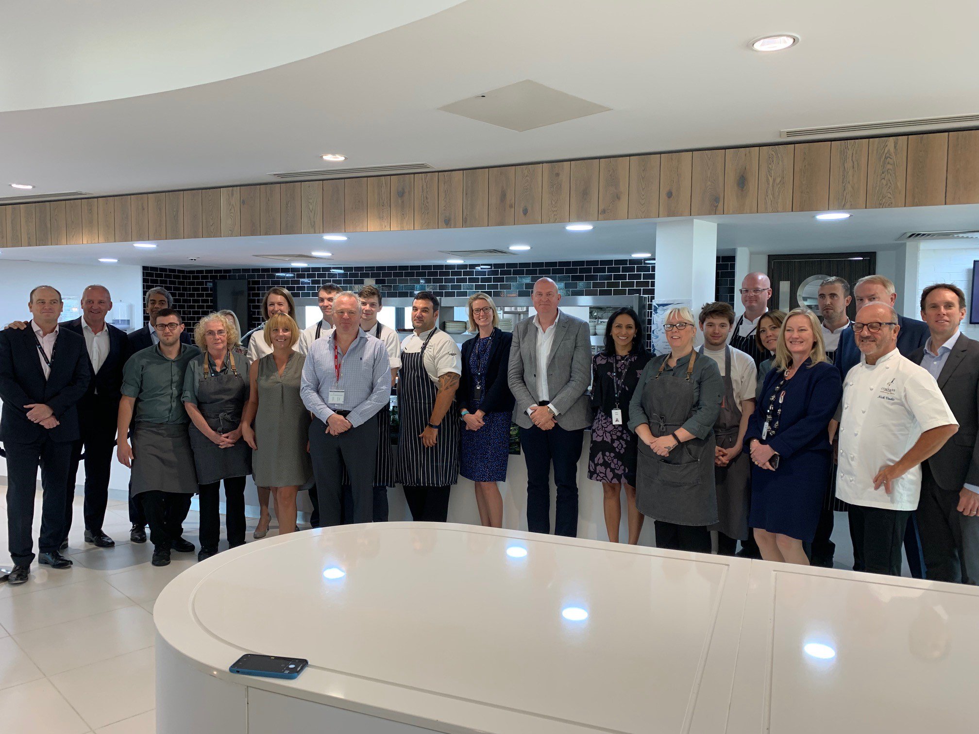 Group photo with Chris Garside, Managing Director UK & Ireland and Dominic Blakemore, Compass Group CEO