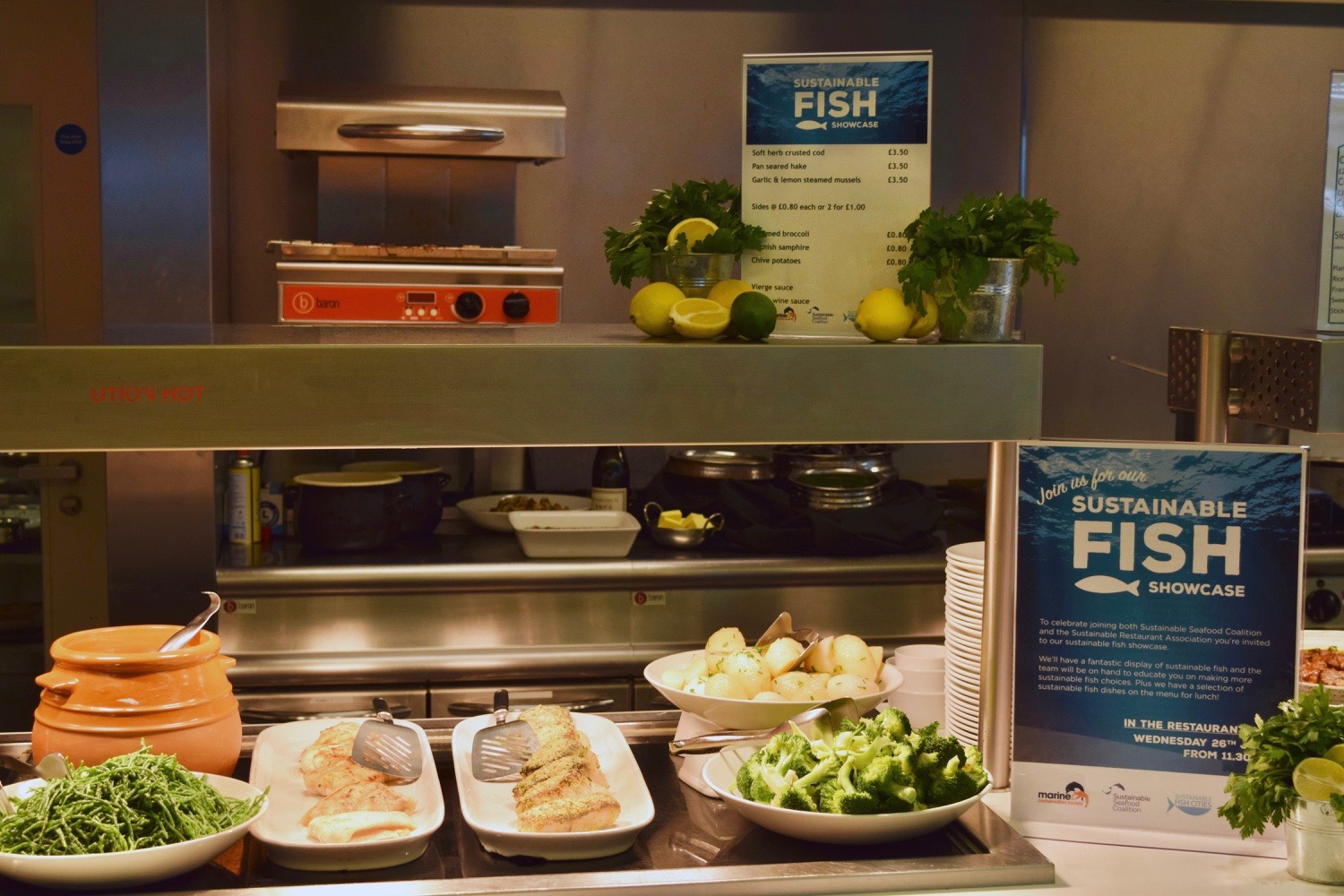 The Restaurant Associates team on-site provided a meal using only sustainable seafood