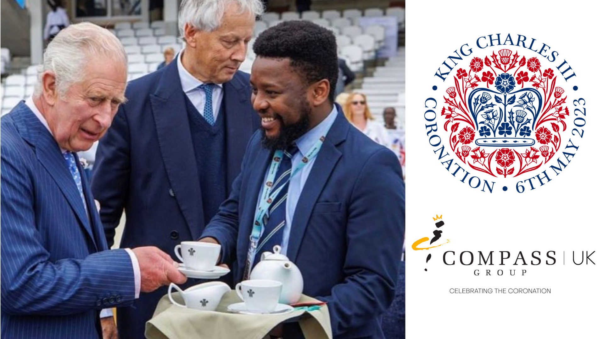 Bula Xipu, Conference and Events Duty Manager, Levy UK+I serves tea to The King