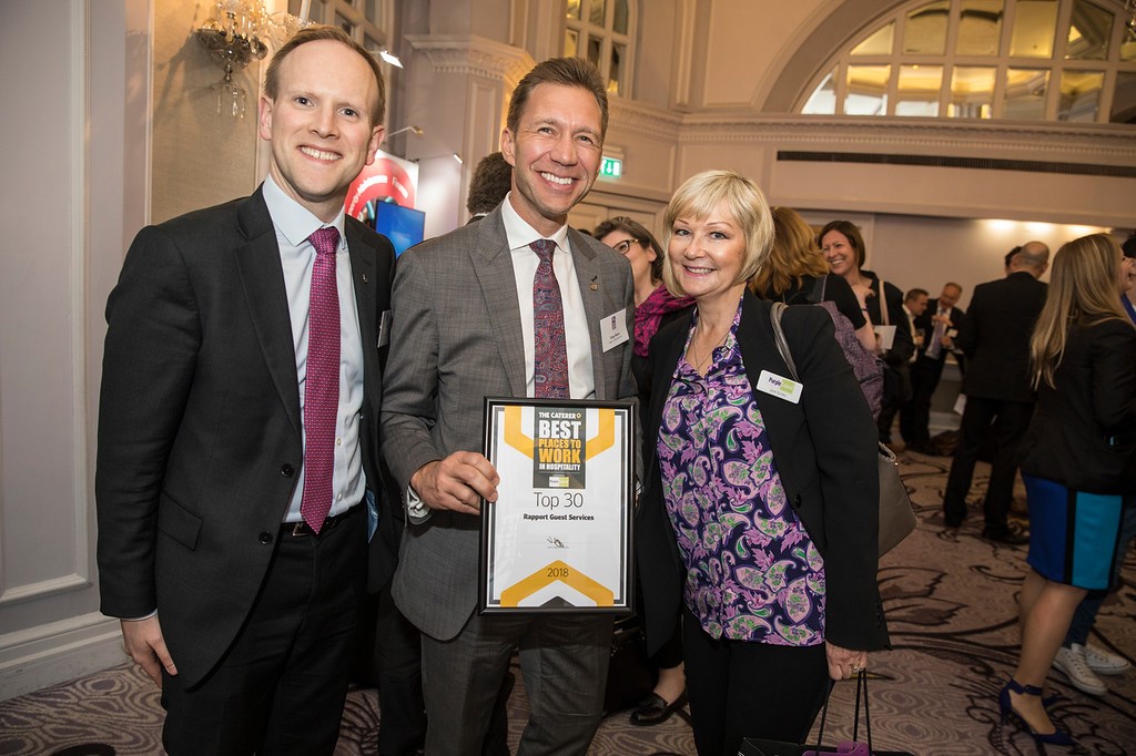 Left to Right: Gary Acheson, Head of HR & Learning - Rapport Guest Services, Greg Mace, Managing Director - Rapport Guest Services, Jane Sunley, Founder and Chairman - Purple Cubed