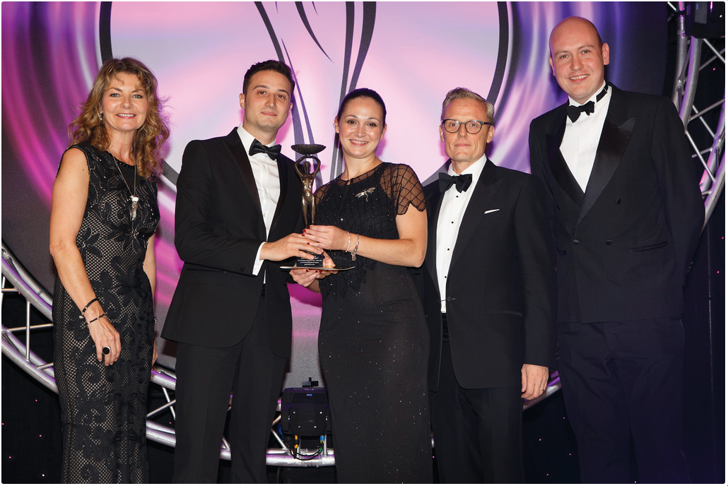 Front of House (Public Site): Roux at Parliament Square. From left to right: Jo Caulfield, Roux at Parliament Square, Paul Hurren, Managing Director - Lusso and James Stagg, Deputy Editor - The Caterer