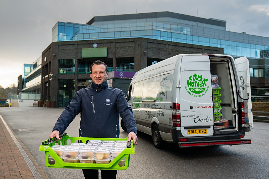 Food & Drink at Wimbledon's Exec Chef, Adam Fargin, loading up City Harvest van for deliveries