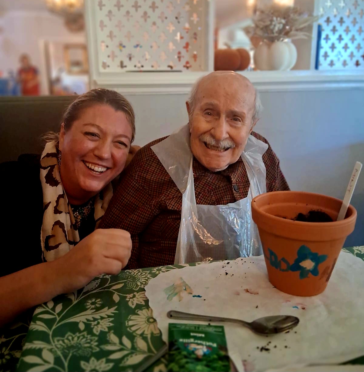 Laura Tighe, MD White Oaks takes part in volunteering with a resident