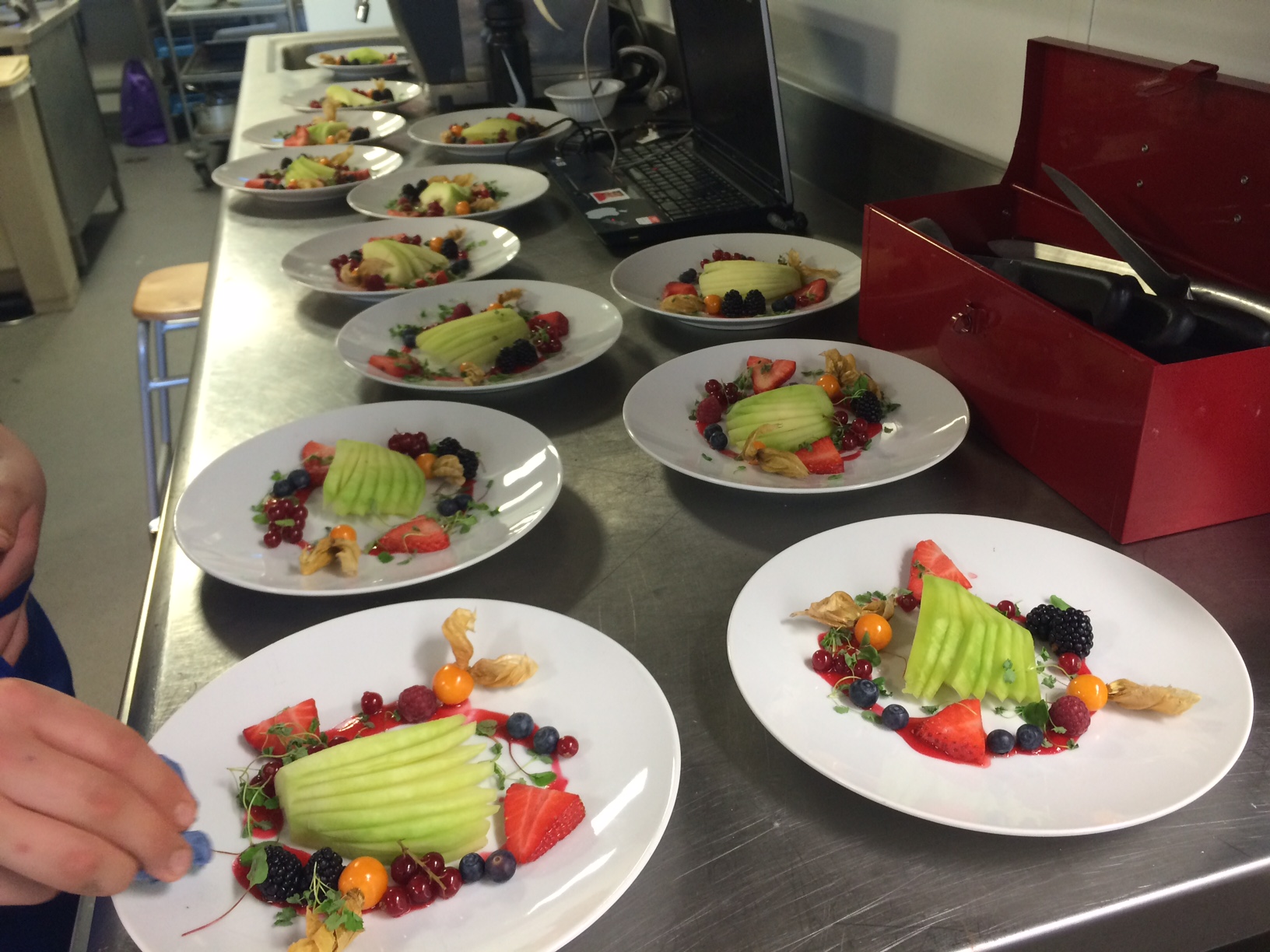Plates, prepared wholly by the Junior Chef Academy chefs, ready for service